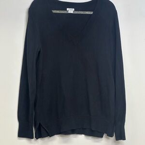 J. Crew Classic Black V-Neck Sweater 100% cotton size medium soft cozy